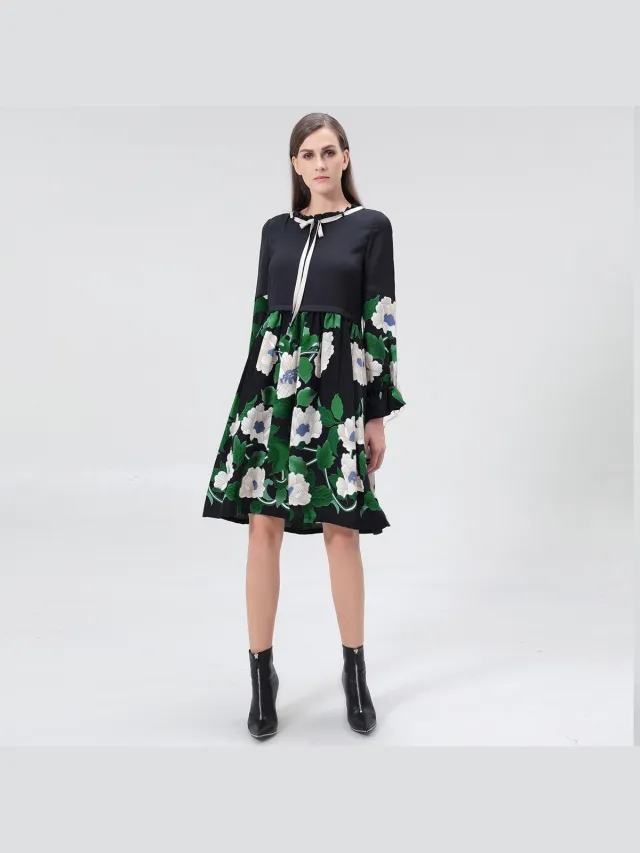 Smart & Joy Mid-lengte blouse-jurk met bloemenprint Groen