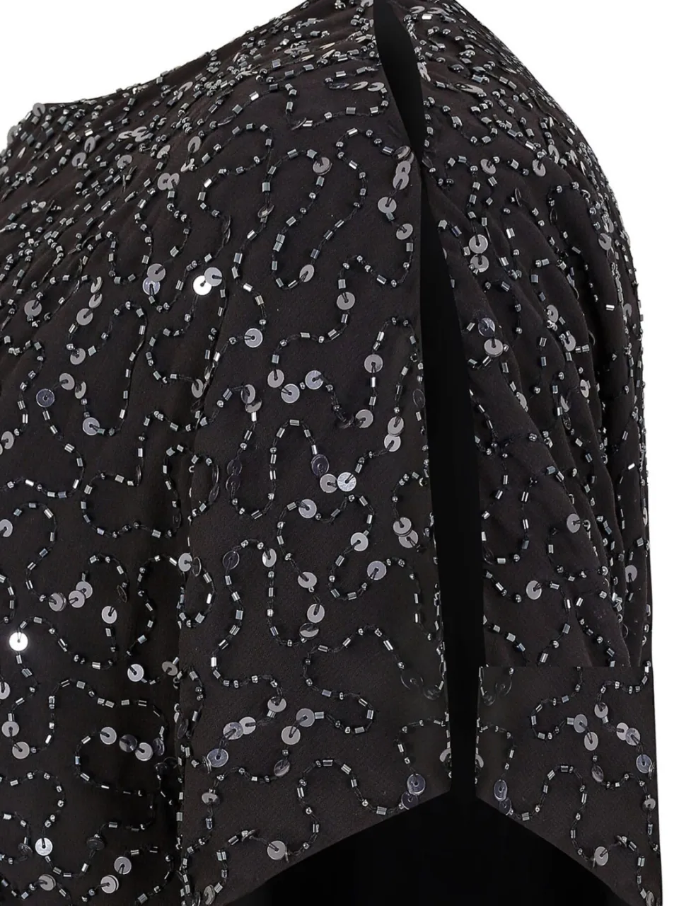 Luxe: Ultimate Embellishment Luxe Geweven Shiftjurk Met Kralen & Pailletten In Zwartsize 58-60, foto 5