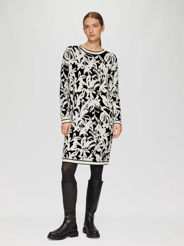 S.Oliver female - Gebreide jurk met een intarsia patroon zwart