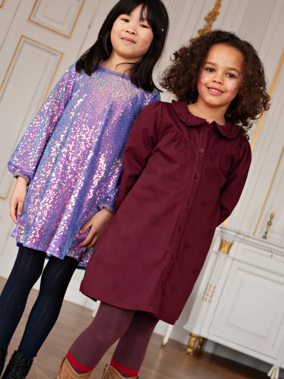 Jubel midi jurk met ruches bordeauxrood