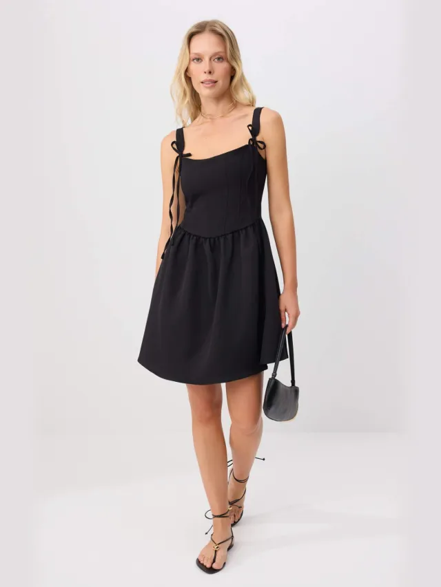 Trendyol TRENDYOLMİLLA Dames Zwart Effen Kort / Mini Mouwloos Skater Jurken