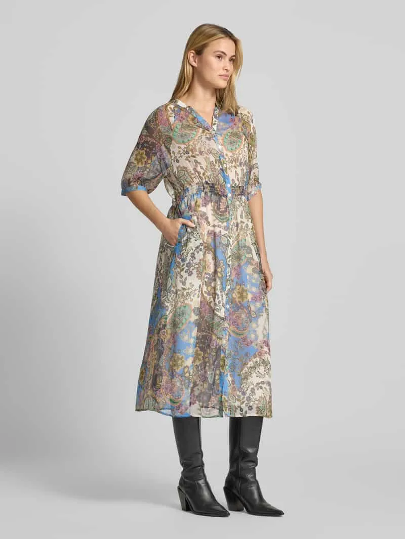 Smith and Soul Midi-jurk met all-over paisleydessin bleu, foto 3
