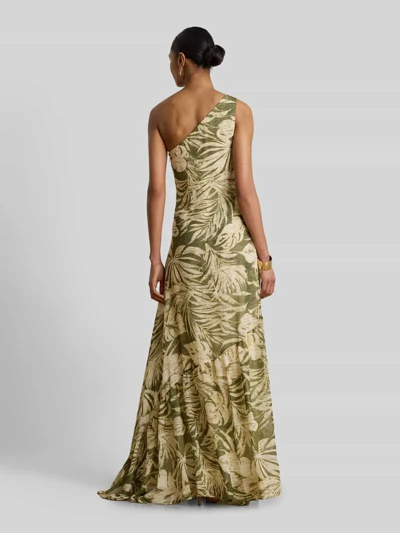 Lauren Ralph Lauren One Shoulder avondjurk met volants olijfgroen, foto 2