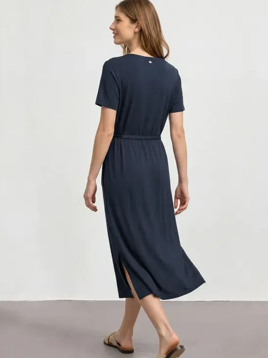 Street One Midijurk van jersey met ronde hals blauw, foto 2