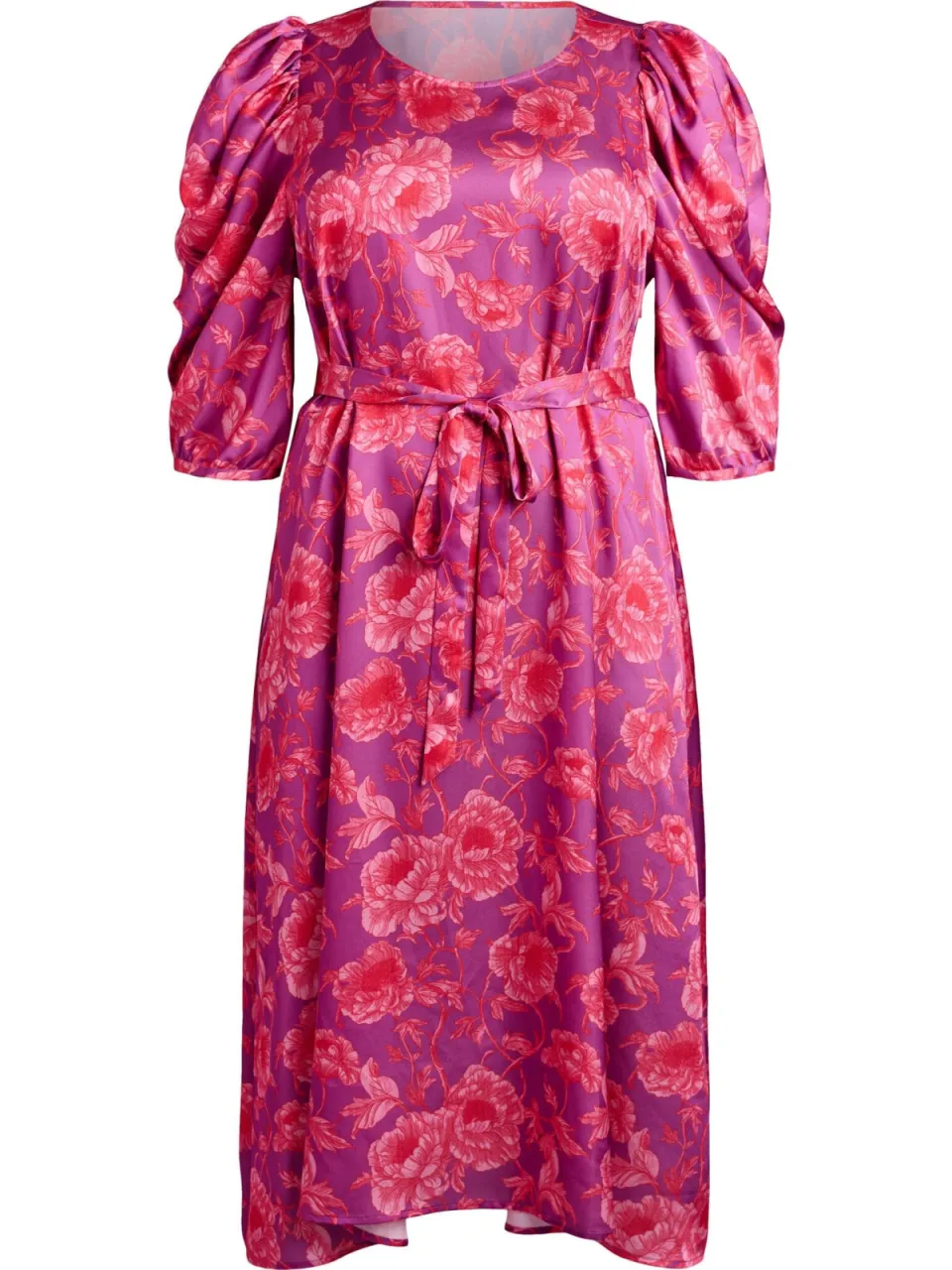 Zizzi gebloemde midi jurk Plus Size - roze, foto 2