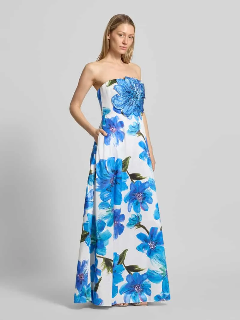Adrianna Papell off-shoulderjurk in all-over look met pailletten blauw, foto 3