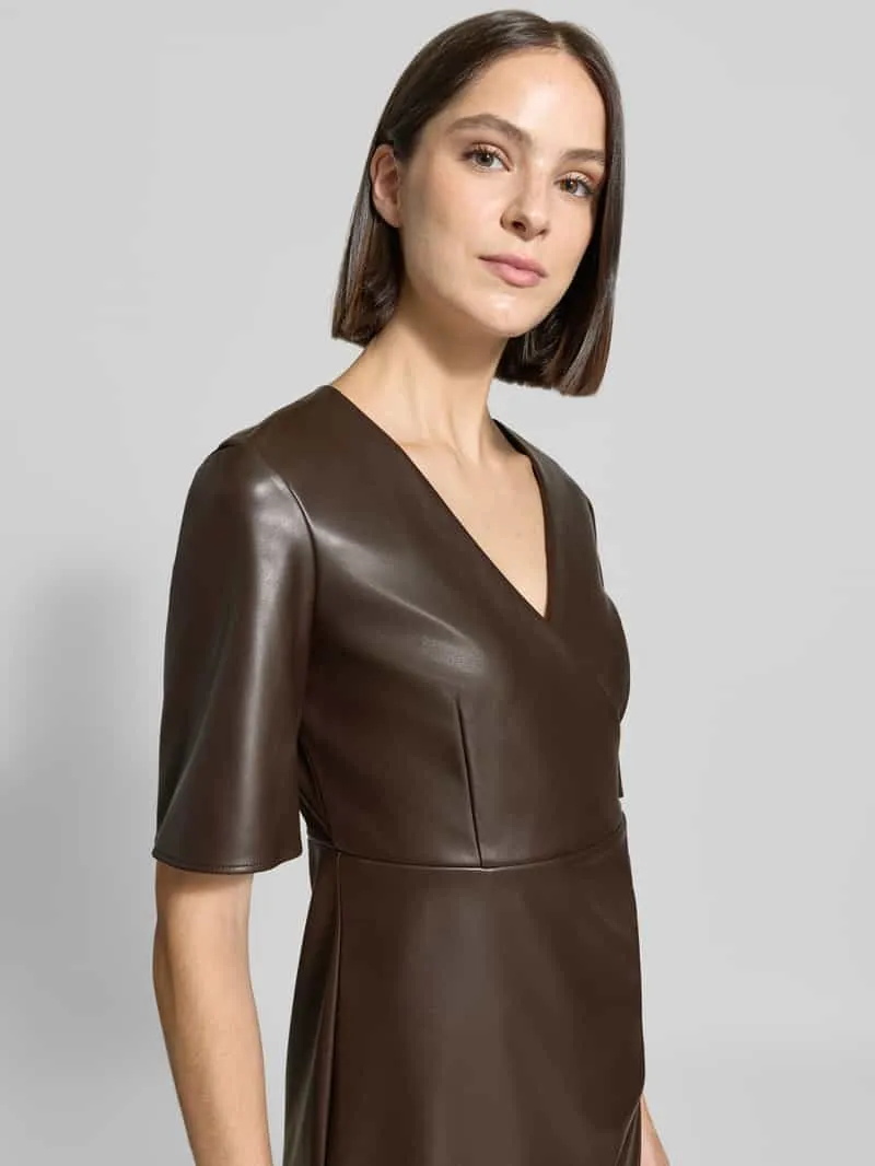 Armani Exchange Midijurk in lederlook donkerbruin, foto 3