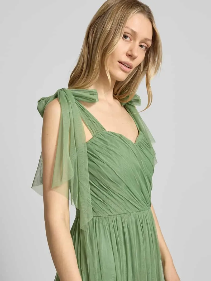 Lace & Beads Knielange cocktailjurk in laagjeslook groen, foto 5