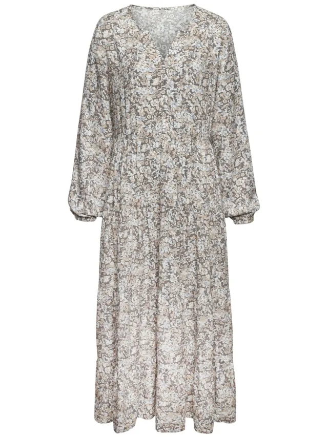 Maxi-jurk grijs/beige bedrukt