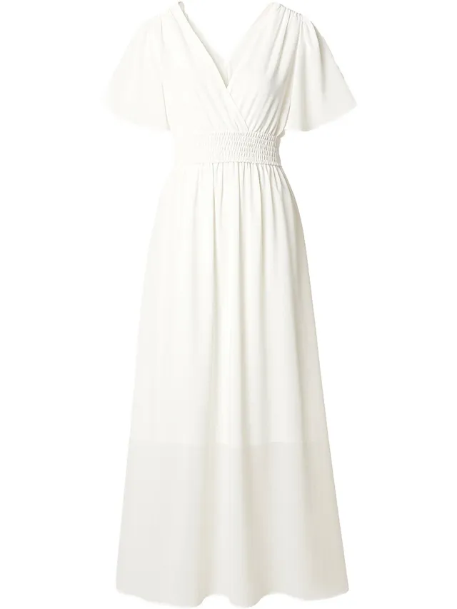 Elara Zomerse maxi-jurk met V-hals Wit
