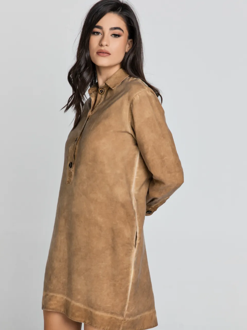 Conquista Tencel Taupe Overhemdjurk