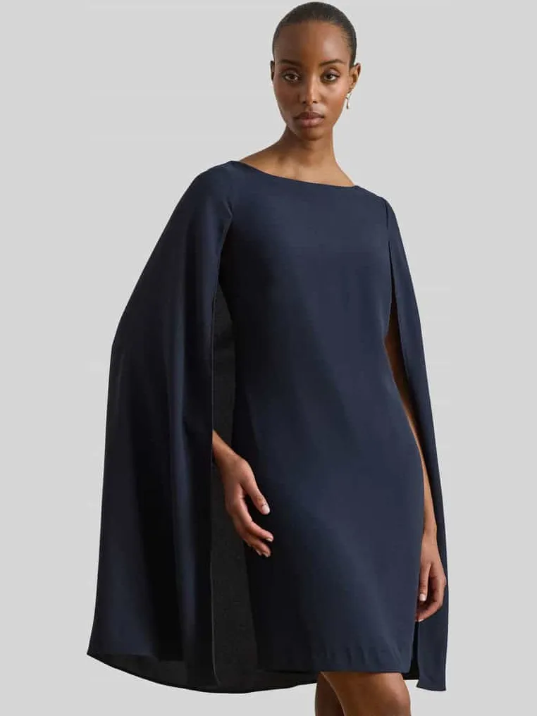 Lauren Ralph Lauren A-lijn cocktailjurk met cape donkerblauw, foto 4