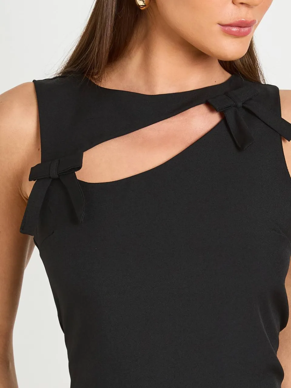 boohoo Dames Geweven Shift Jurk Met Strikdetail zwart, foto 4