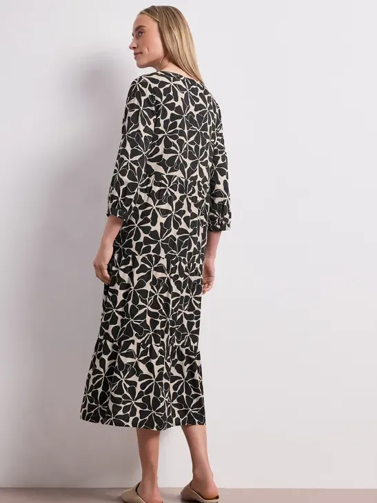 Street One Midi-jurk met gespleten hals in etnische look zwart, foto 2