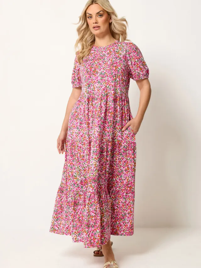 Yours Roze Zomerjurk Met Bloemenprint Pink
