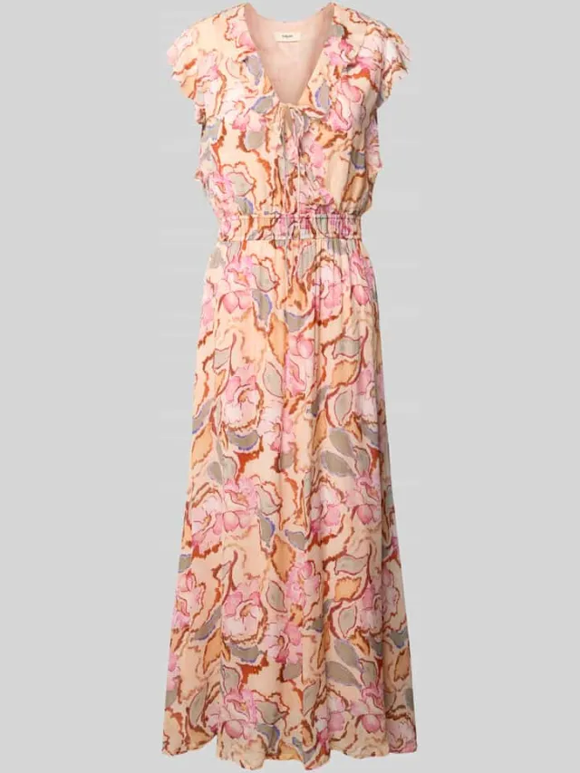 SUNCOO PARIS maxi-jurk met V-hals en vetersluiting model 'CALI' rosé, foto 2