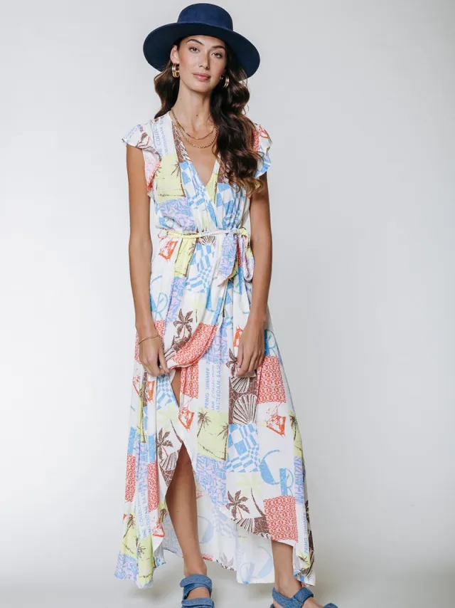Colourful Rebel Elva Patchwork Maxi Dress Multicolor