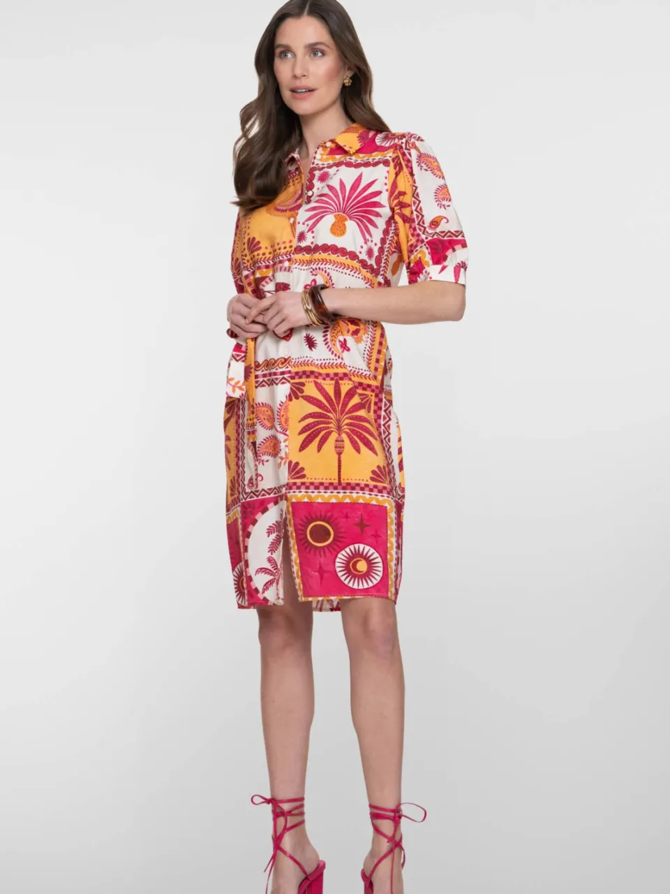 Geisha blousejurk met print - roze, foto 3
