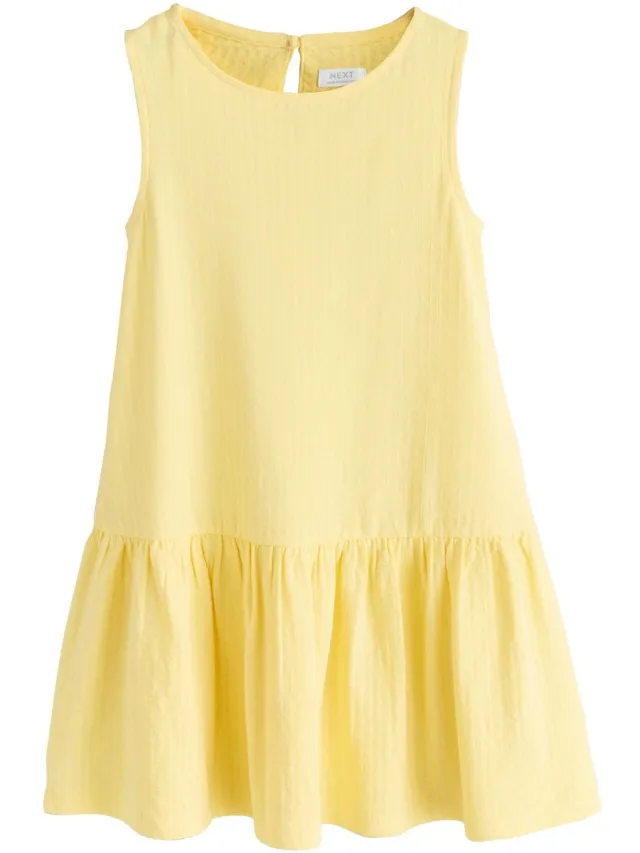 Next Meisjes - Mouwloze jersey jurk - Geel Yellow